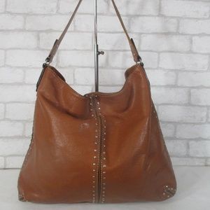 Michael Kors Brown Leather Studded Hobo Tote Bag
